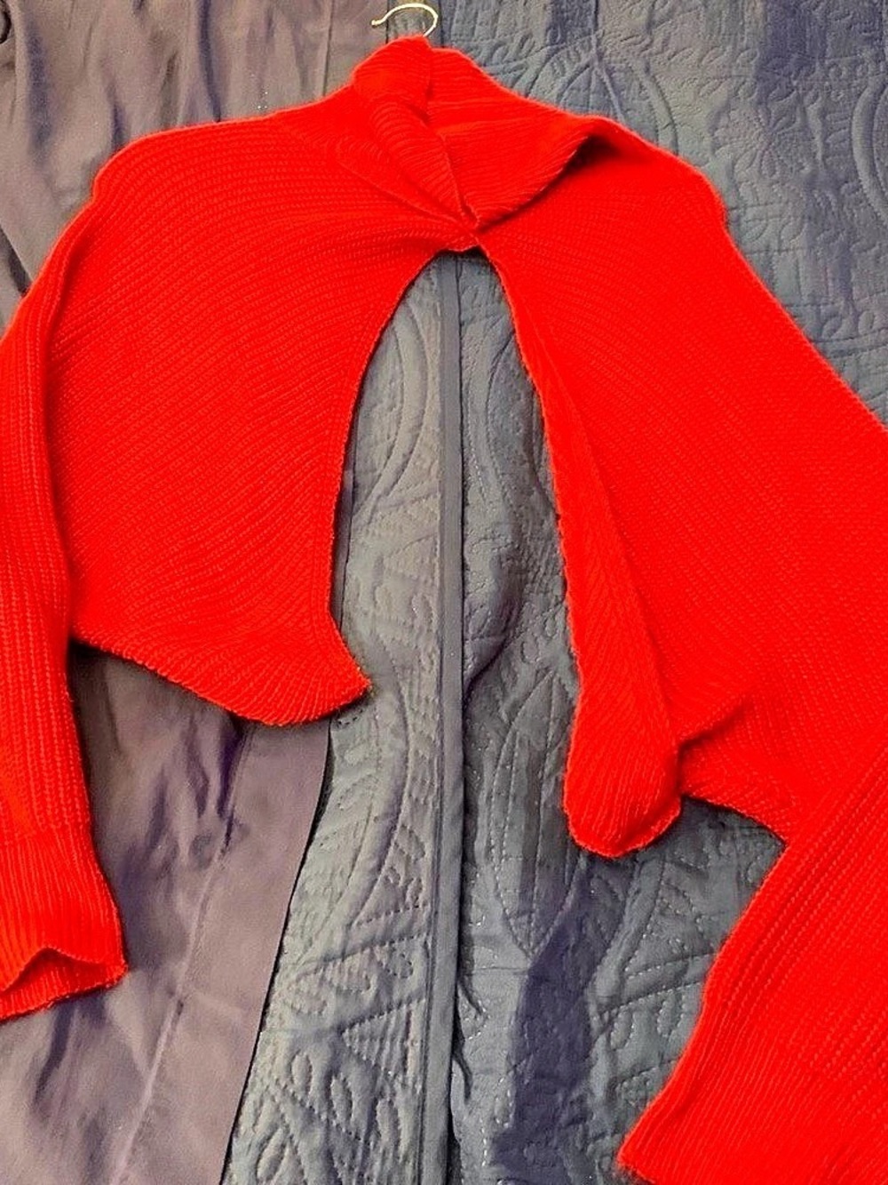 Red Knit Open-Front Shrug